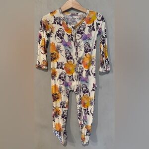 Little Bum Bums bamboo zippered footie 18-24 months sugar skulls